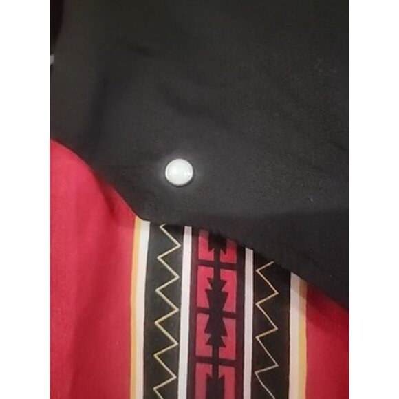 VTG Steer West Western Pearl Snap Down Long Sleeve Shirt Size L Red Black Navajo - Picture 3 of 15